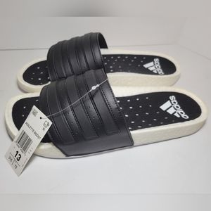 Mens Adidas Adilette Boost Slides Sandals Black/White Sz 13 New